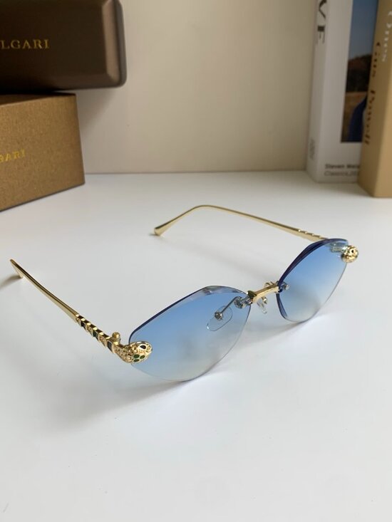 Bvlgari Serpenti Rimless Cat Eye Gradient Blue Sunglasses